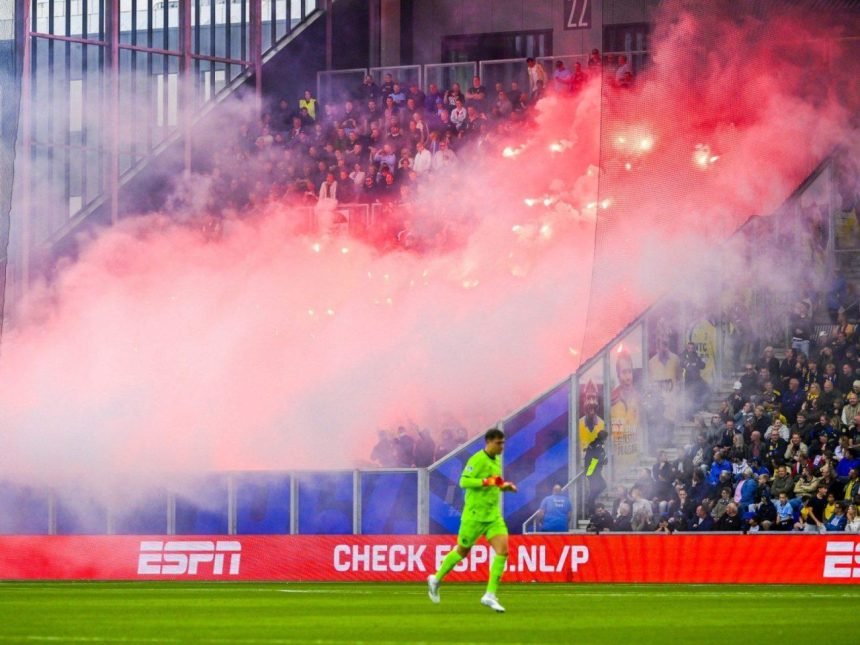 Cambuur fans suffer burns as fireworks set off during Dutch league match