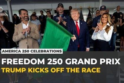 Trump kicks off IndyCar's Freedom 250 Grand Prix race in Washington, DC